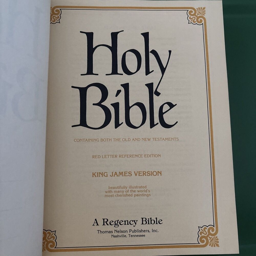 VTG 1978 Large Bible Family Keepsake illustrated KJV words of Christ in Red - Picture 7 of 16